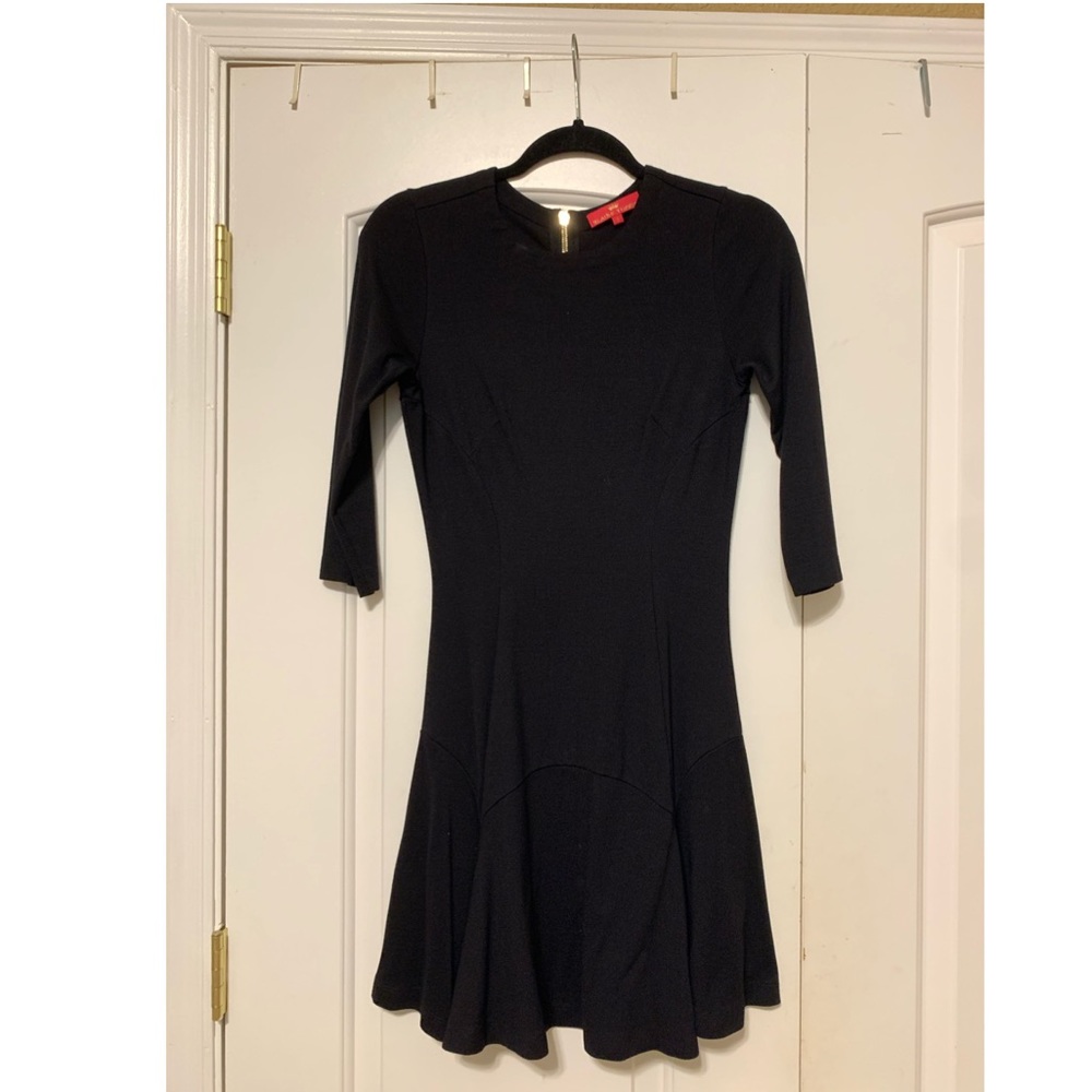Long Sleeved Black Short A-line Dress